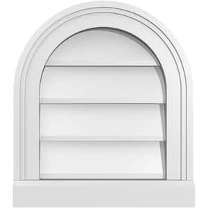 14 in. x 16 in. Round Top White PVC Paintable Gable Louver Vent Non-Functional