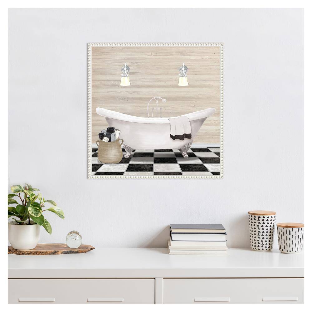 Elizabeth Medley Bathroom Scene White Canvas Wall Art with Floater Frame