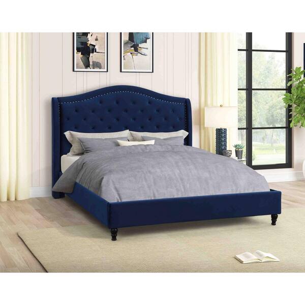 Best Master Furniture Kaiser Blue, Blue Velvet King Bed