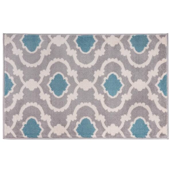 World Rug Gallery Contemporary Moroccan Trellis Gray/Blue 2 ft. x 3 ft. Indoor Area Rug