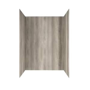 Passage 32 in. x 60 in. 4-Piece Glue-Up Alcove Bath Wall in Gray Timber