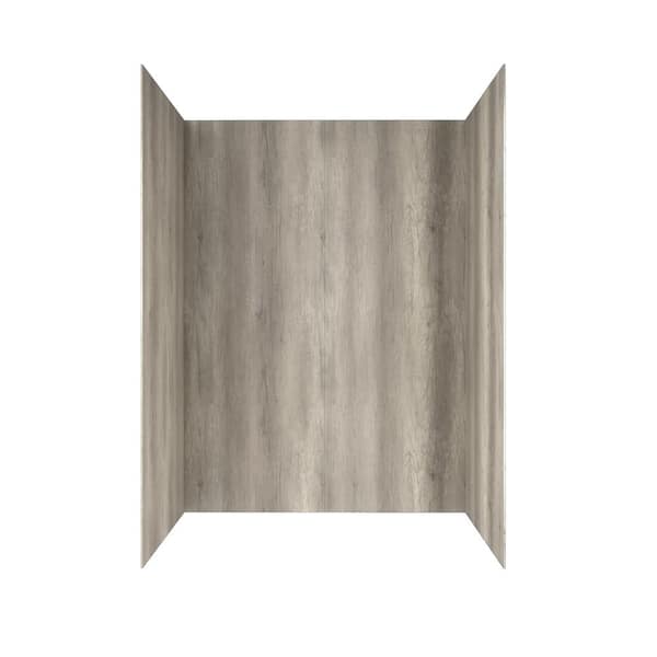 Passage 32 in. x 60 in. 4-Piece Glue-Up Alcove Bath Wall in Gray Timber