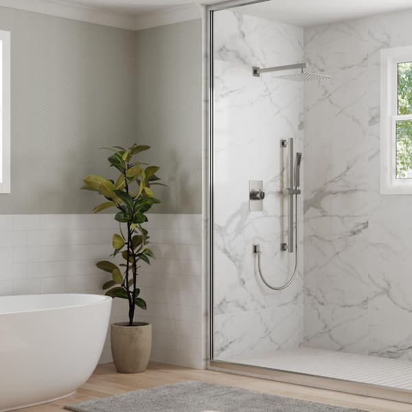 ClassicRain Dual 2-Spray Wall Mount 10 in. Fixed and Handheld Shower Head 2.5 GPM in Brushed Nickel Valve Included