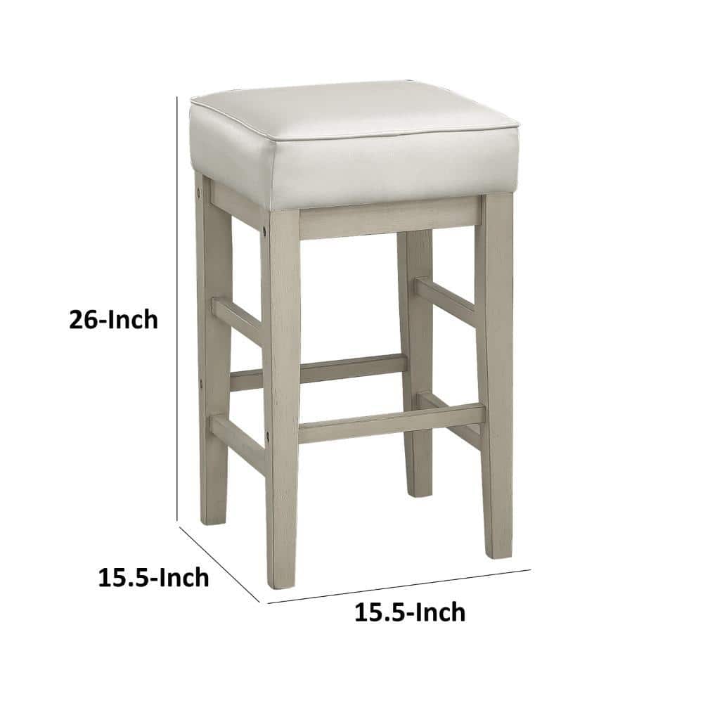Vin 26'' White Faux Leather and Wood Counter Stool