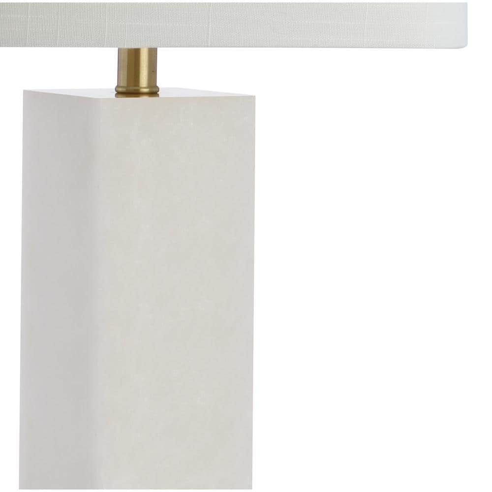 Elegant 29" White Marble & Brushed Brass LED Table Lamp