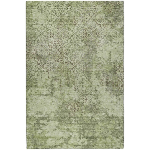 Dream Shag Premium Machine Washable Abstract ADS769 Aloe 10 ft. x 14 ft. Area Rug