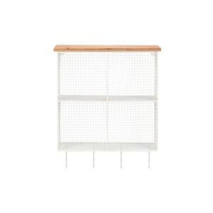 23 in. H x 19 in. W x 6 in. D White Metal Wall-Mount Storage Shelf with 4 Hooks and Cubbies