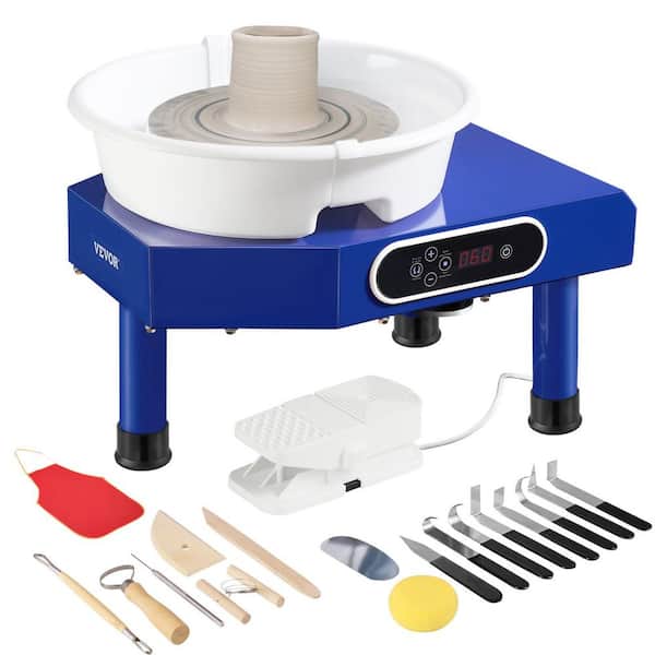 10 in. Pottery Wheel Ceramic Wheel Forming Machine Foot Pedal Adjustable 0-300RPM Clay Tools Sculpting