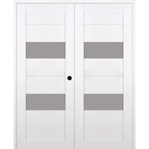 JELD-WEN 36 in. x 80 in. Tria Modern White Left-Hand Mirrored Glass ...