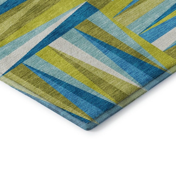 Mayfield Premium Machine Washable Abstract AMF1012 Teal 9 ft. x 12 ft. Area Rug