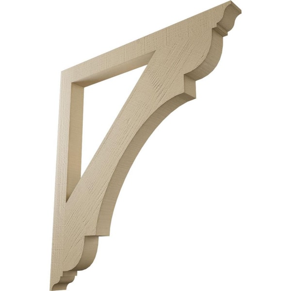 Ekena Millwork 3.5 in. x 44 in. x 40 in. Olympic Traditional Rough Cedar Woodgrain Timberthane Polyurethane Bracket, Primed Tan