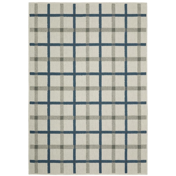 Traverse Beige Doormat 3 ft. x 5 ft. Plaid Indoor/Outdoor Area Rug
