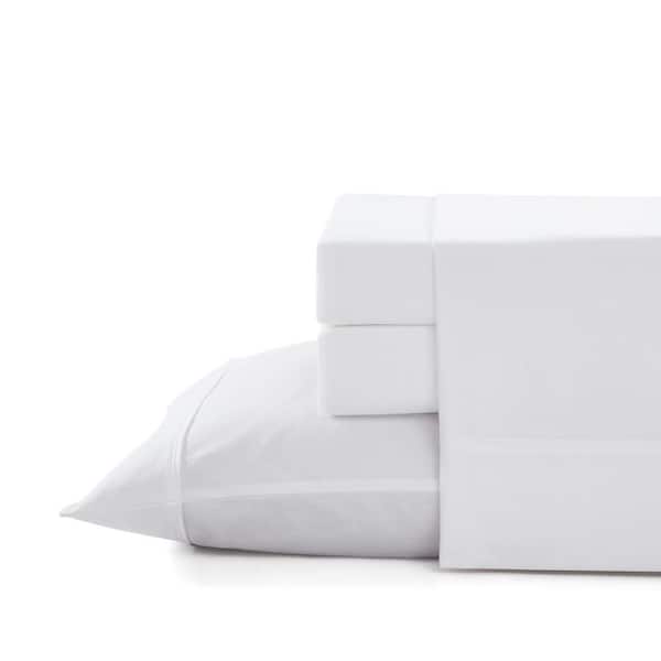 Tommy Bahama Solid 4-Piece White Percale Cotton Queen Sheet Set