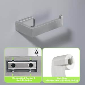 Bath Wall-Mount Toiler Paper Holder Non-Slip Tissue Holder in Brushed Nickel