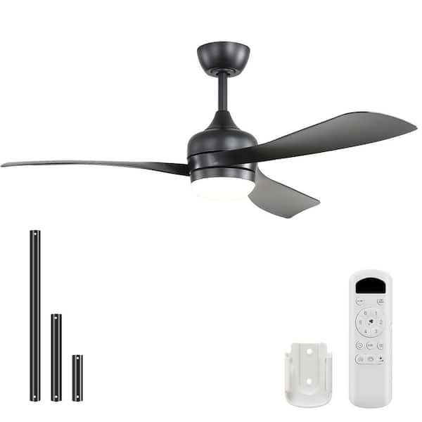 CACI Mall 52 in. Indoor/Outdoor Modern Black Ceiling Fan with Integrated LED Light Kit, Reversible DC Motor and Remote