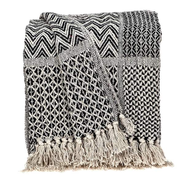 Shelly Transitional Beige 52 in. x 67 in. WOVEN HANDLOOM Throw Blanket