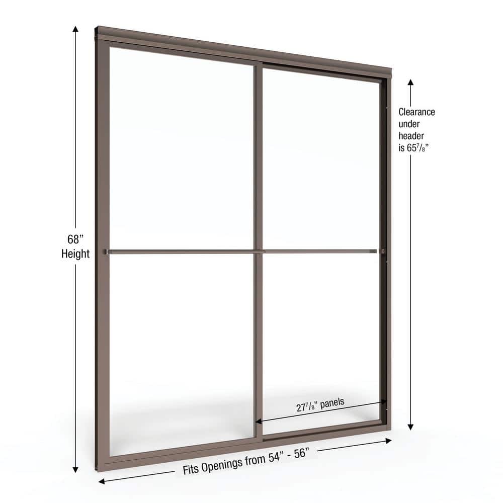 Deluxe 56" x 68" Oil-Rubbed Bronze Framed Sliding Shower Door