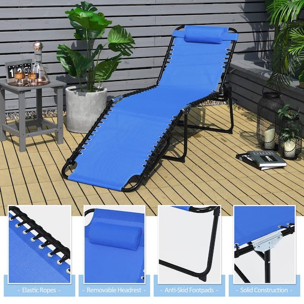 Navy blue folding footrest Sunbrella fabric
