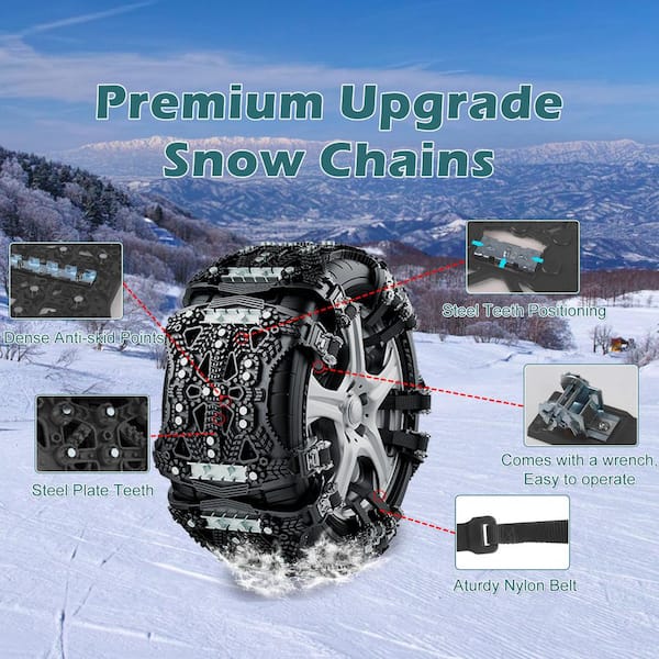 Snow Chain Anti-skid Tire Snow Chains,emergency Traction Car Snow Tyre  Chains For Passenger Cars, Pickups, And Suvs - Set Of 2