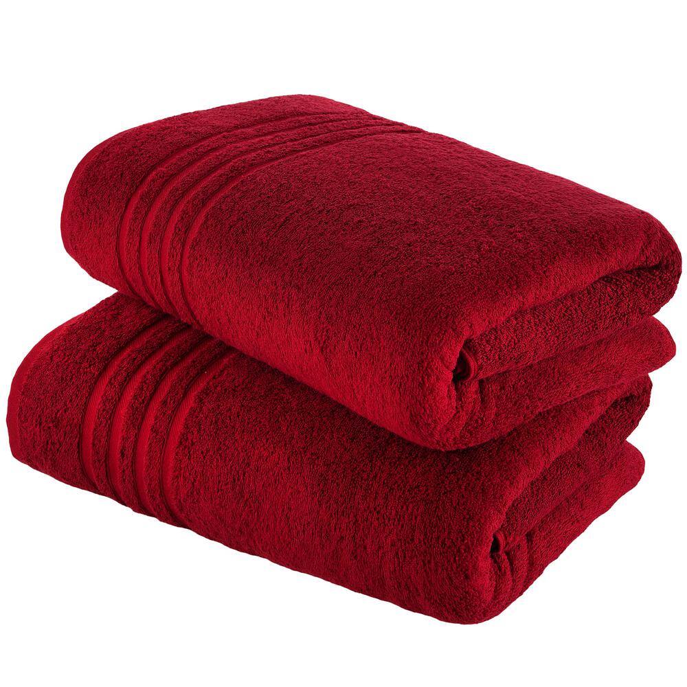 Burgundy Oversized Cotton Bath Towel Set, 2-Pack