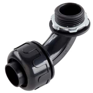 (100-Pack) 1/2 in. Dia. Black Liquid Tight Non Metallic Electrical PVC Conduit Elbow Fitting Connector