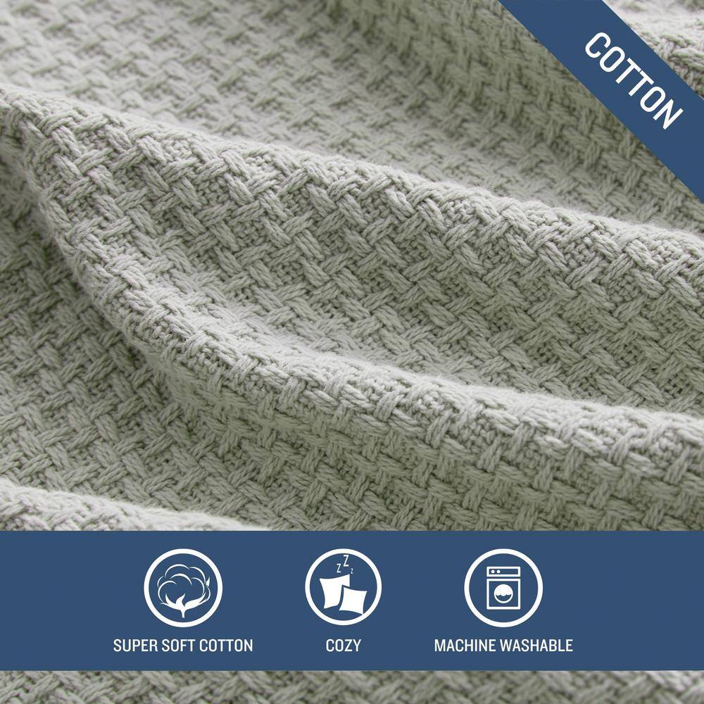 Coastal Knit Full/Queen Cotton Blanket in Pelican Grey