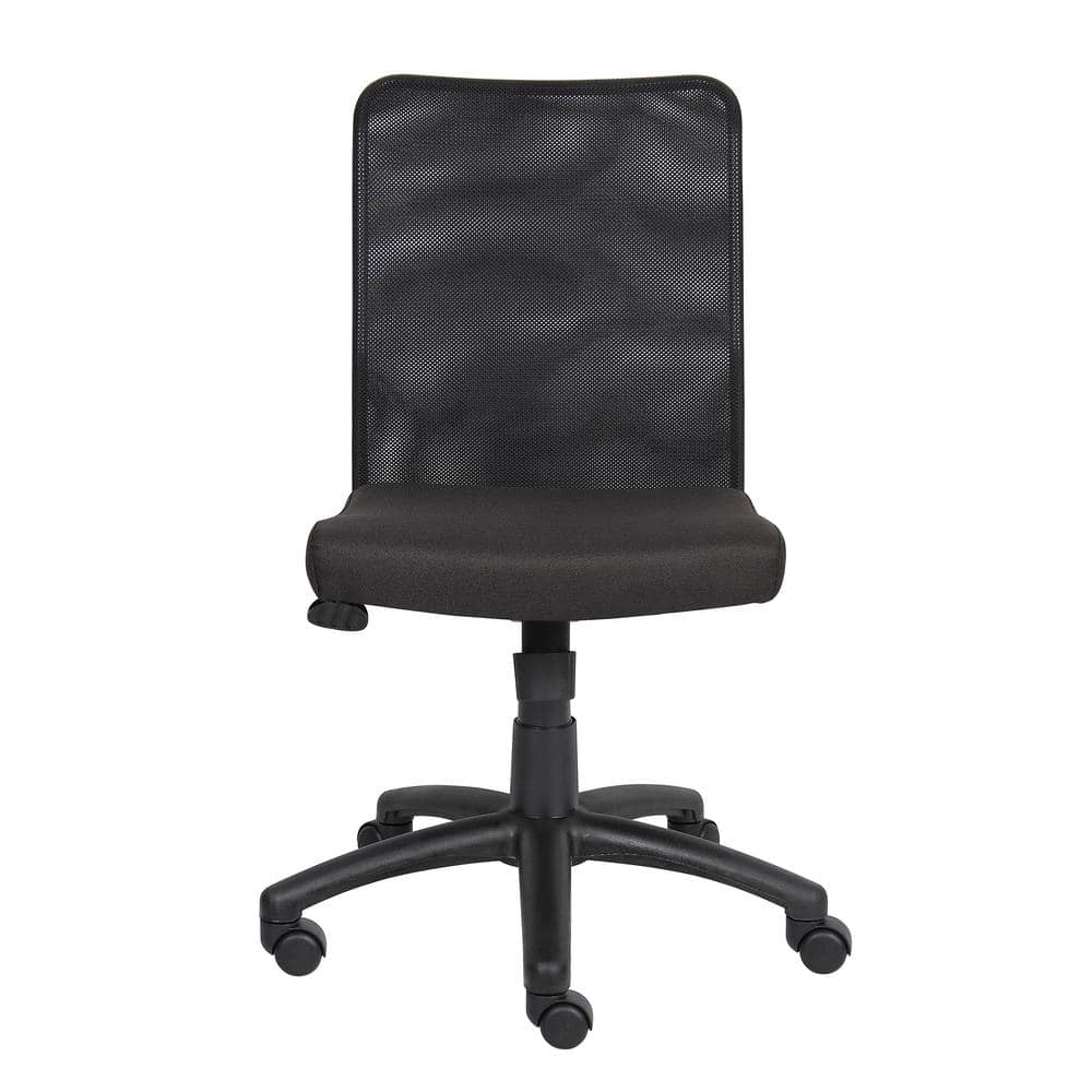 Modern Swivel Mesh Task Chair with Armless Design in Black