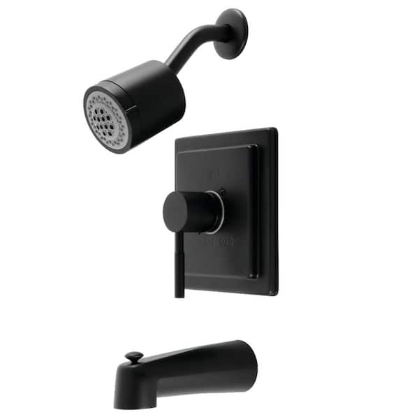 Kingston Brass Concord Single Handle 2-Spray Tub and Shower Faucet 2 GPM with Pressure Balance in Matte Black