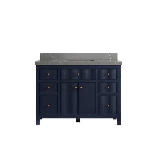 Willow Collections Sonoma 48 in. W x 22 in. D x 36 in. H Bath Vanity in Navy Blue with 2 in. Piatra Quartz Top