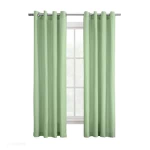 Harmony Celadon Polyester Crinkle Textured 52 in. W x 63 in. L Grommet Indoor Light Filtering Curtain (Single Panel)