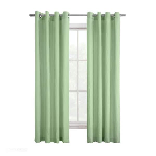 Habitat Harmony Celadon Polyester Crinkle Textured 52 in. W x 63 in. L Grommet Indoor Light Filtering Curtain (Single Panel)