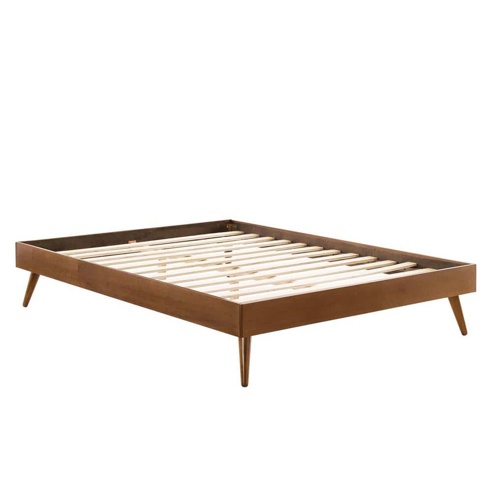 Margo Mid-Century Walnut Full Platform Bed with Headboard