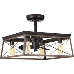 Briarwood 22 in. Antique Bronze 3-Blade AC Motor Farmhouse Ceiling Fan with Four Lights and Remote Control