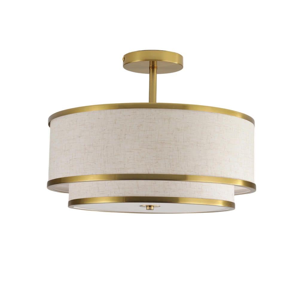 15.75 in. Modern Drum Linen Fabric Brushed Gold Flush Mount Ceiling Light Bulb(s) Required Not Included for Bedroom price history on PriceWatchPro