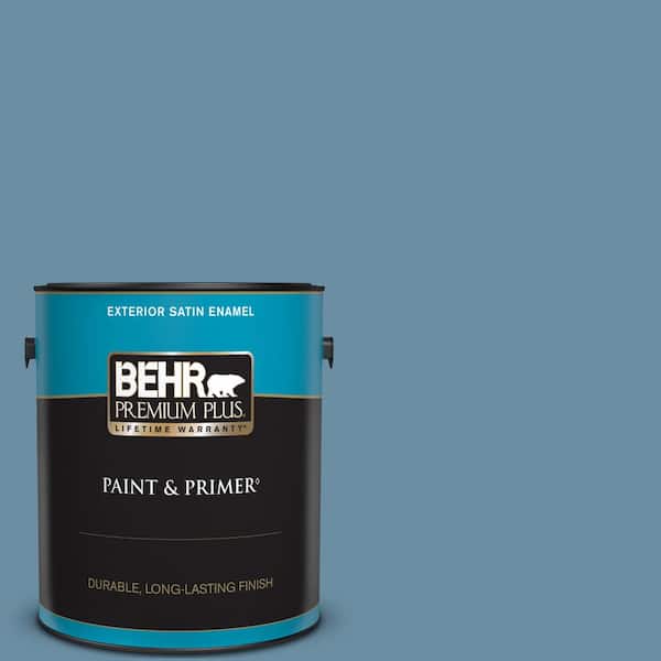 BEHR PREMIUM PLUS 1 gal. #PPU14-04 French Court Satin Enamel Exterior Paint & Primer