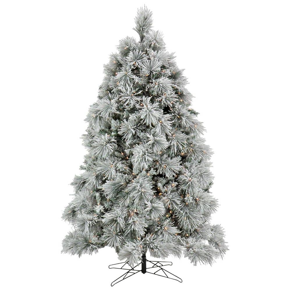 National Tree Company 6.5 ft. HGTV Home Collection Pre-Lit Flocked Bavarian Pine Artificial Christmas Tree -  HGTFB13-300P-65