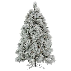 6.5 ft. HGTV Home Collection Pre-Lit Flocked Bavarian Pine Artificial Christmas Tree