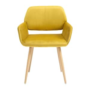 Yellow Velvet Upholstered Backrest Side Chair