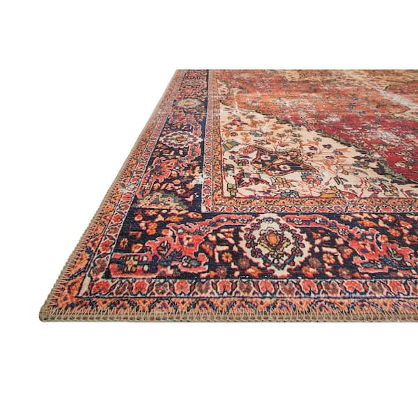 Loren Red/Navy 5 ft. x 7 ft. 6 in. Distressed Bohemian Printed Area Rug