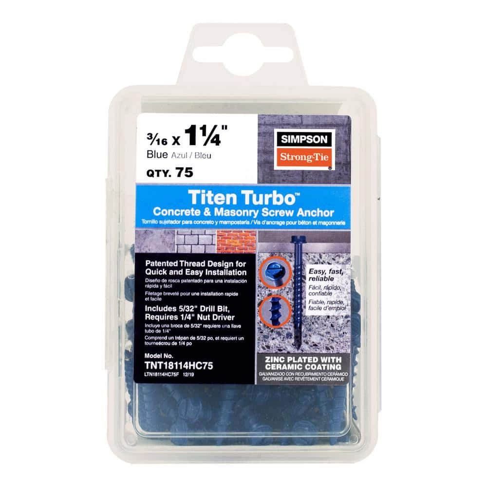 Simpson Strong-Tie Titen Turbo 3/16 In. X 1-1/4 In. Hex-Head Concrete ...