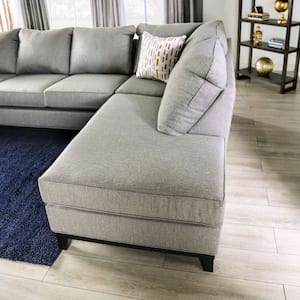 Axyl 122 in. W Polyester L-Shaped Sectional in Gray and Care Kit
