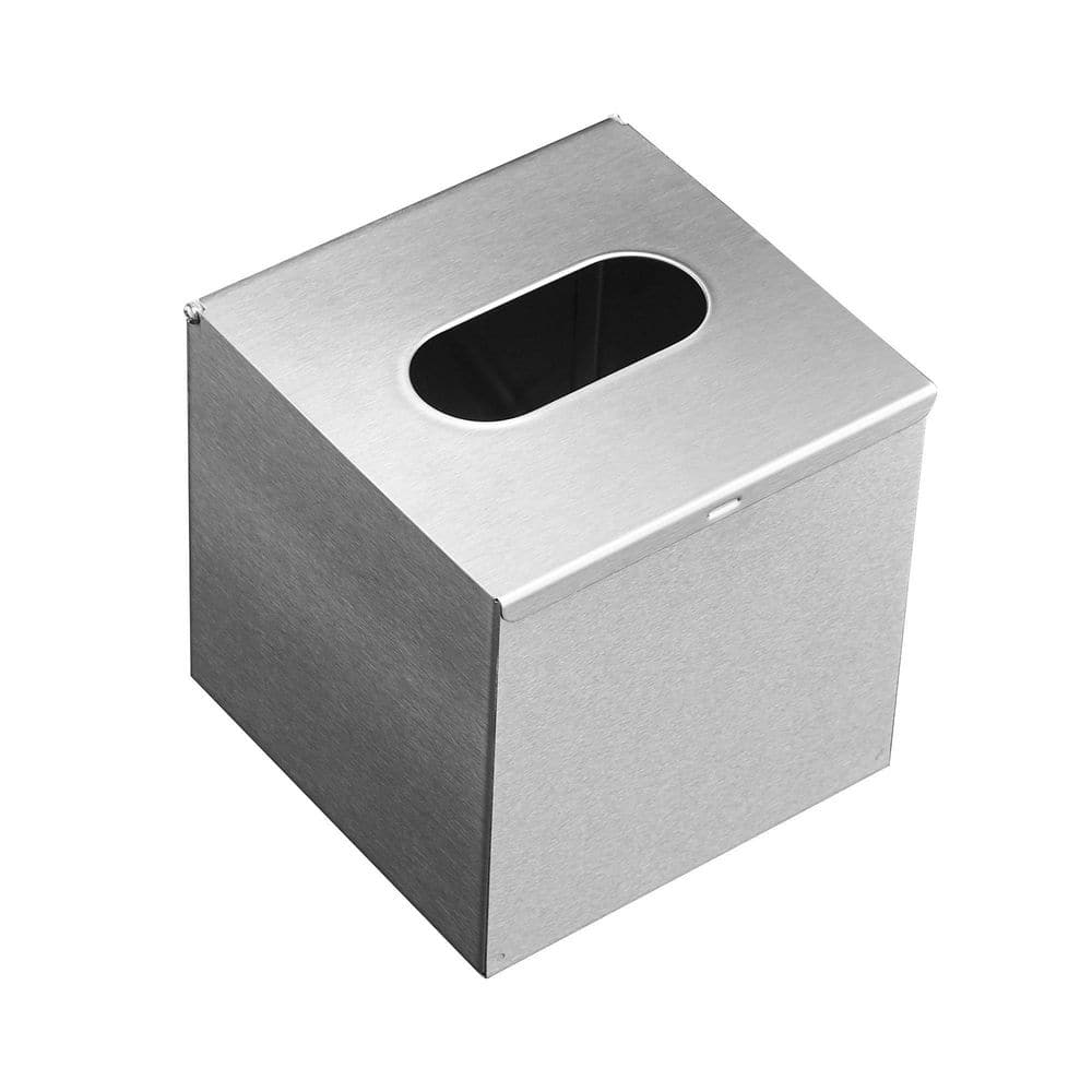 Wudkey 5 in. Square Stainless Steel Brushed Nickel Tissue Box