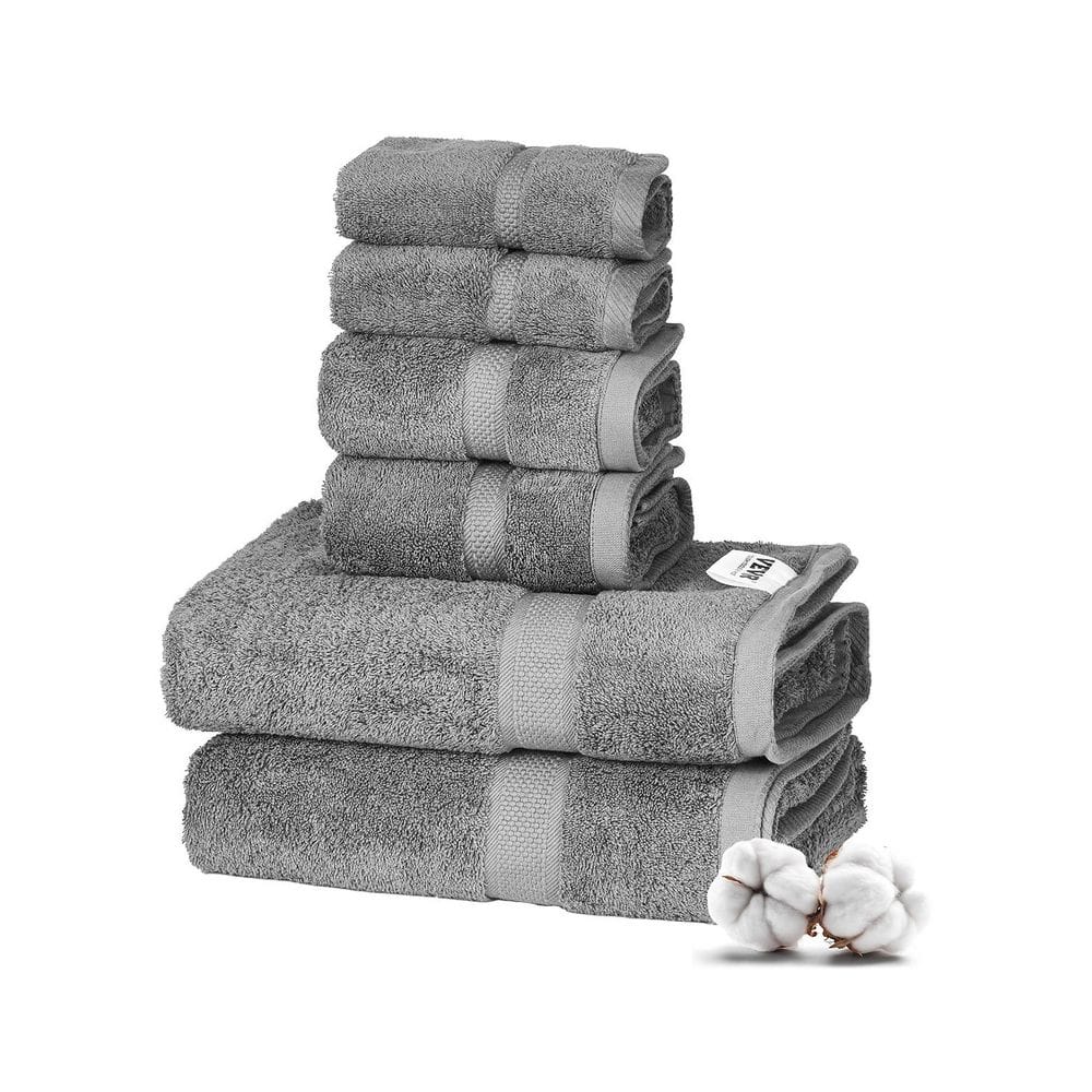 6-Piece Towel Set 600 GSM 100% Cotton Towels for Bathroom 2 Bath Towels 2 Hand Towels and 2 Washcloths (Gray) price history on PriceWatchPro