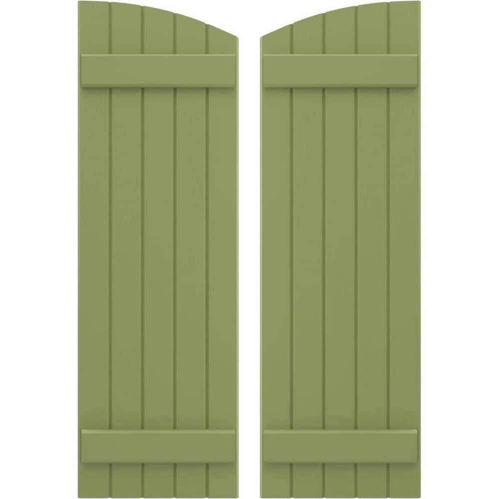 17-1/2 in. W x 54 in. H Americraft Exterior Real Wood Joined Board and Batten Shutters Elliptical Top Moss Green price history on PriceWatchPro