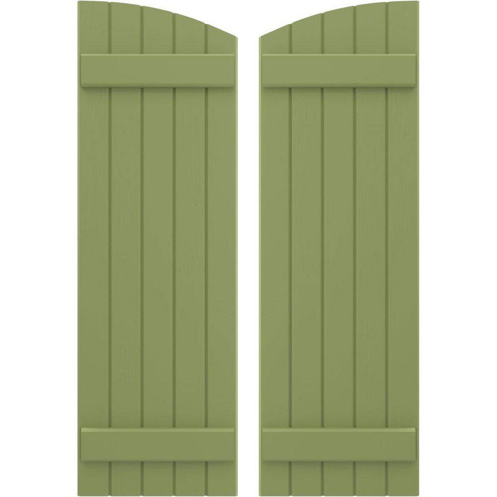 17-1/2 in. W x 58 in. H Americraft Exterior Real Wood Joined Board and Batten Shutters Elliptical Top Moss Green price history on PriceWatchPro
