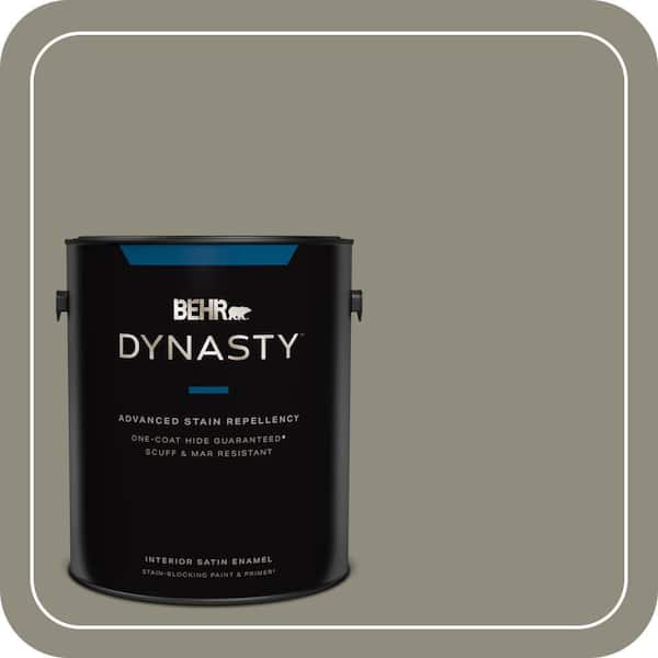 BEHR DYNASTY 1 gal. #MQ6-25 Pavement Gray One-Coat Hide Satin Enamel Stain-Blocking Interior Paint and Primer