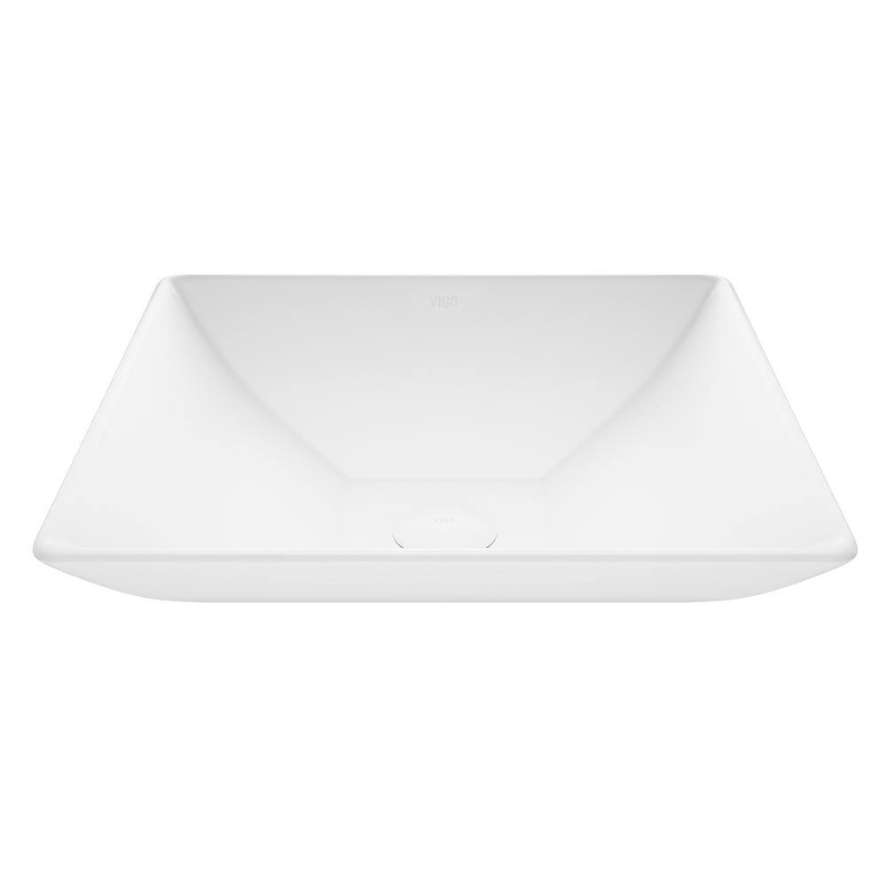 VIGO Hibiscus Modern White Matte Stone 16 in. L x 16 in. W x 5 in. H