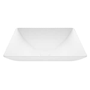 Hibiscus Modern White Matte Stone 16 in. L x 16 in. W x 5 in. H Square Vessel Bathroom Sink