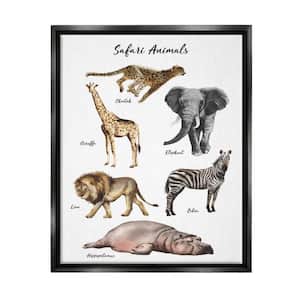 Safari Animal Chart Playful Watercolor Illustrations by Ziwei Li Floater Frame Animal Wall Art Print 25 in. x 31 in.
