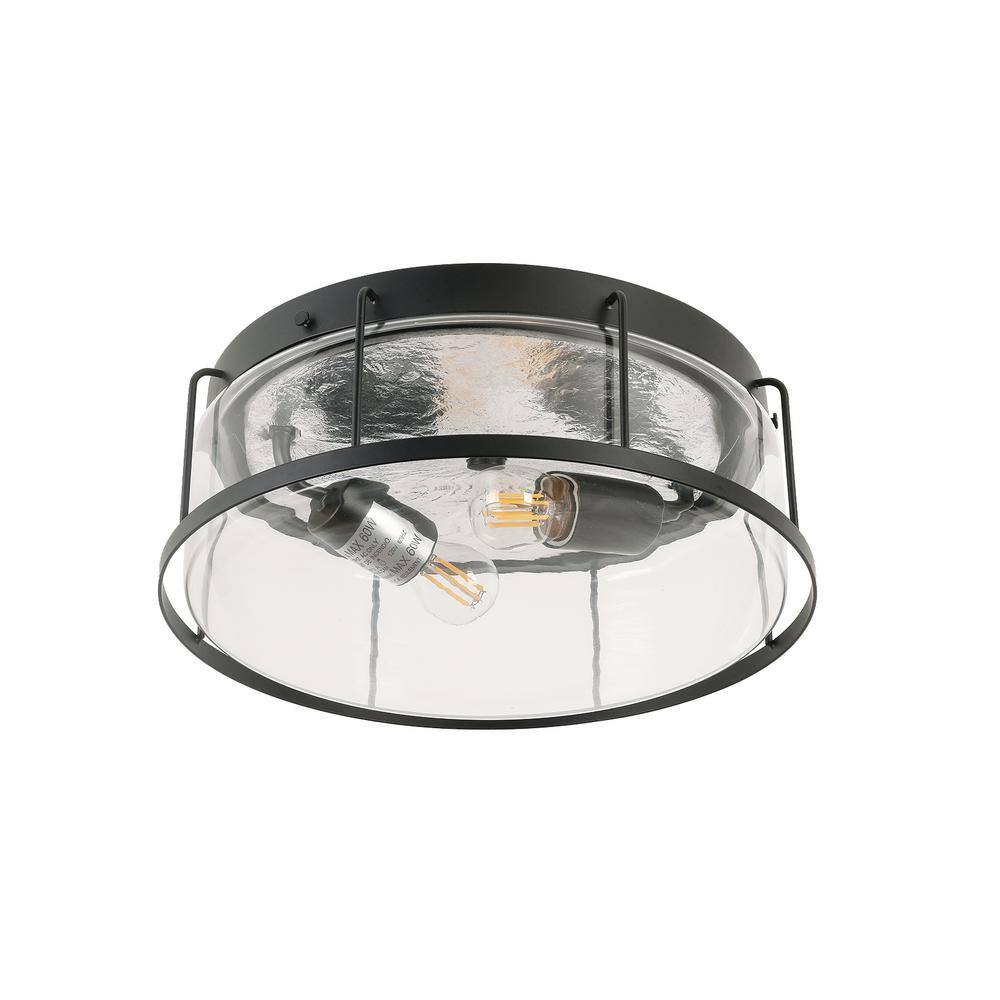 2-Light Flush Mount Indoor Drum Shape Matte Black + Clear Glass Ceiling Light with 2 Pakes price history on PriceWatchPro